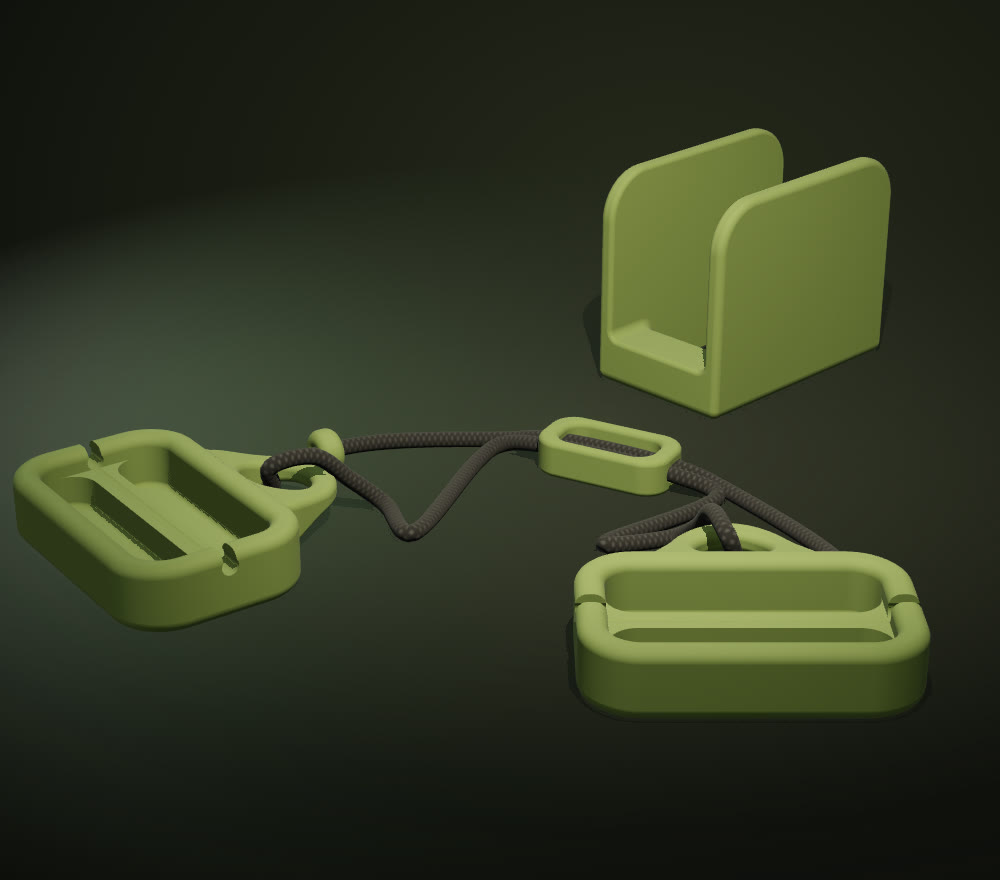 The Cling kit: block, two handles, rope and lock